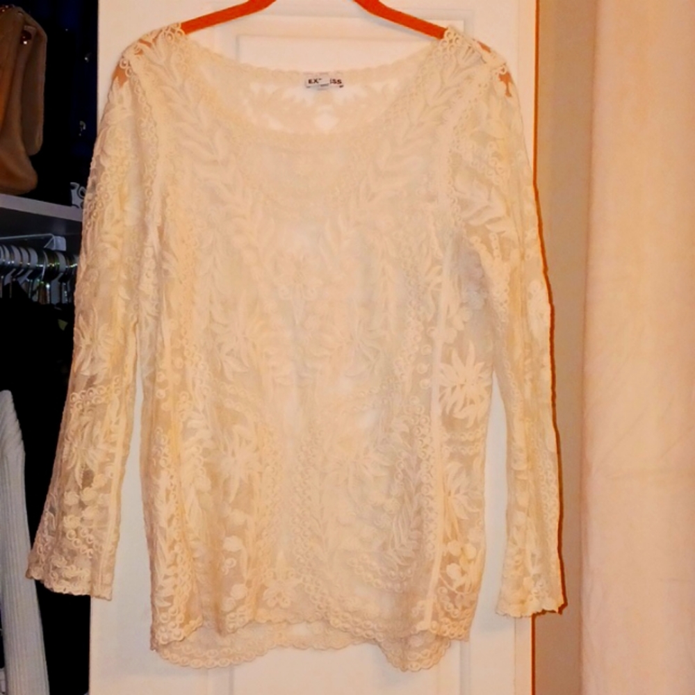 Express Ivory sheer lace top
